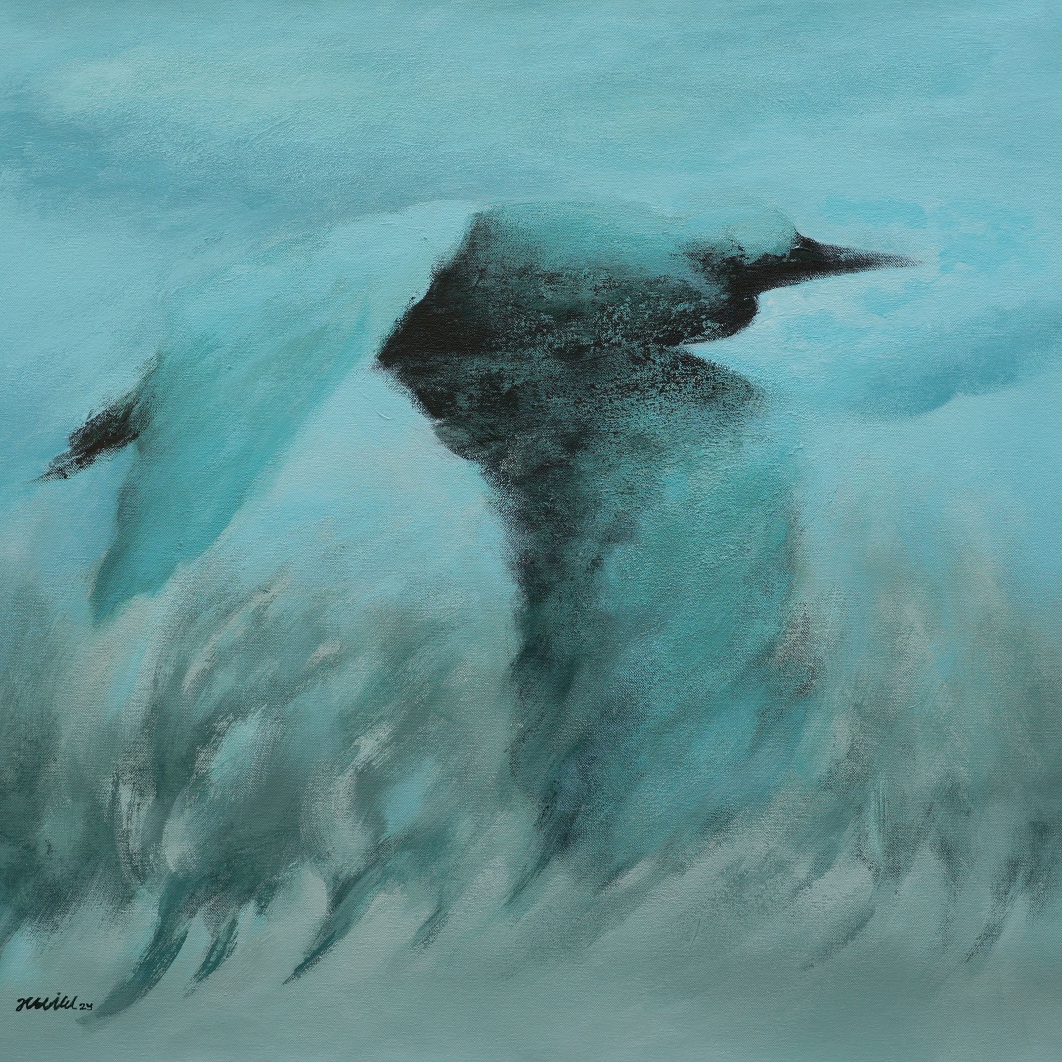3 Crow series Acrylic on canvas 24inchx24inch 2025